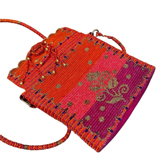 Vintage Boho Colorful Beaded Fringe Evening Cocktail Bag Flap Crossbody - Picture 6 of 7